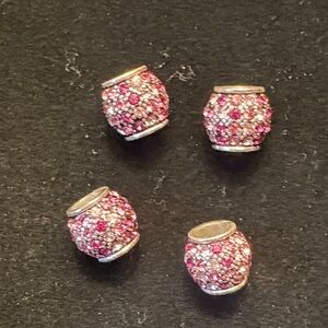 Pink and Silver faceted charm piece - 4 available